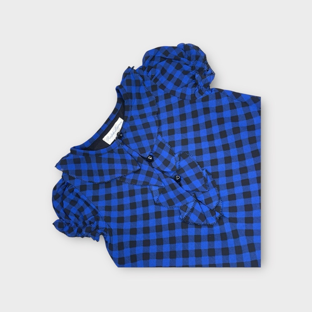 Ralph Lauren Blue Gingham Plaid Dress & Bloomer Set - Picture 3 of 7